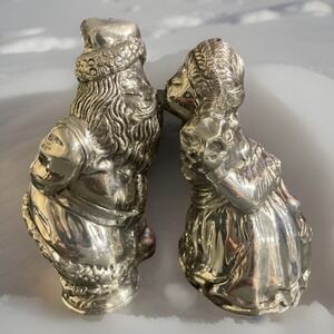 Vintage Pewter Kirk Stieff Williamsburg‎ Christmas Santa Salt And Pepper Shakers